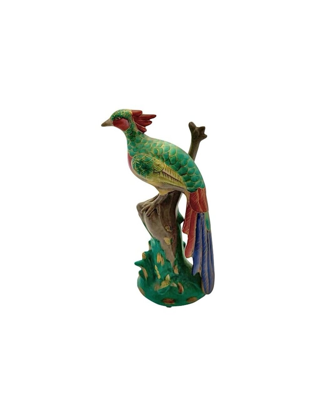 Bird Figurine Pheasant Porcelain Statue Vintage Handmade Oriental Decor